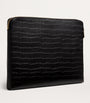 Harrods Black Large Croc-Embossed Leather Pouch