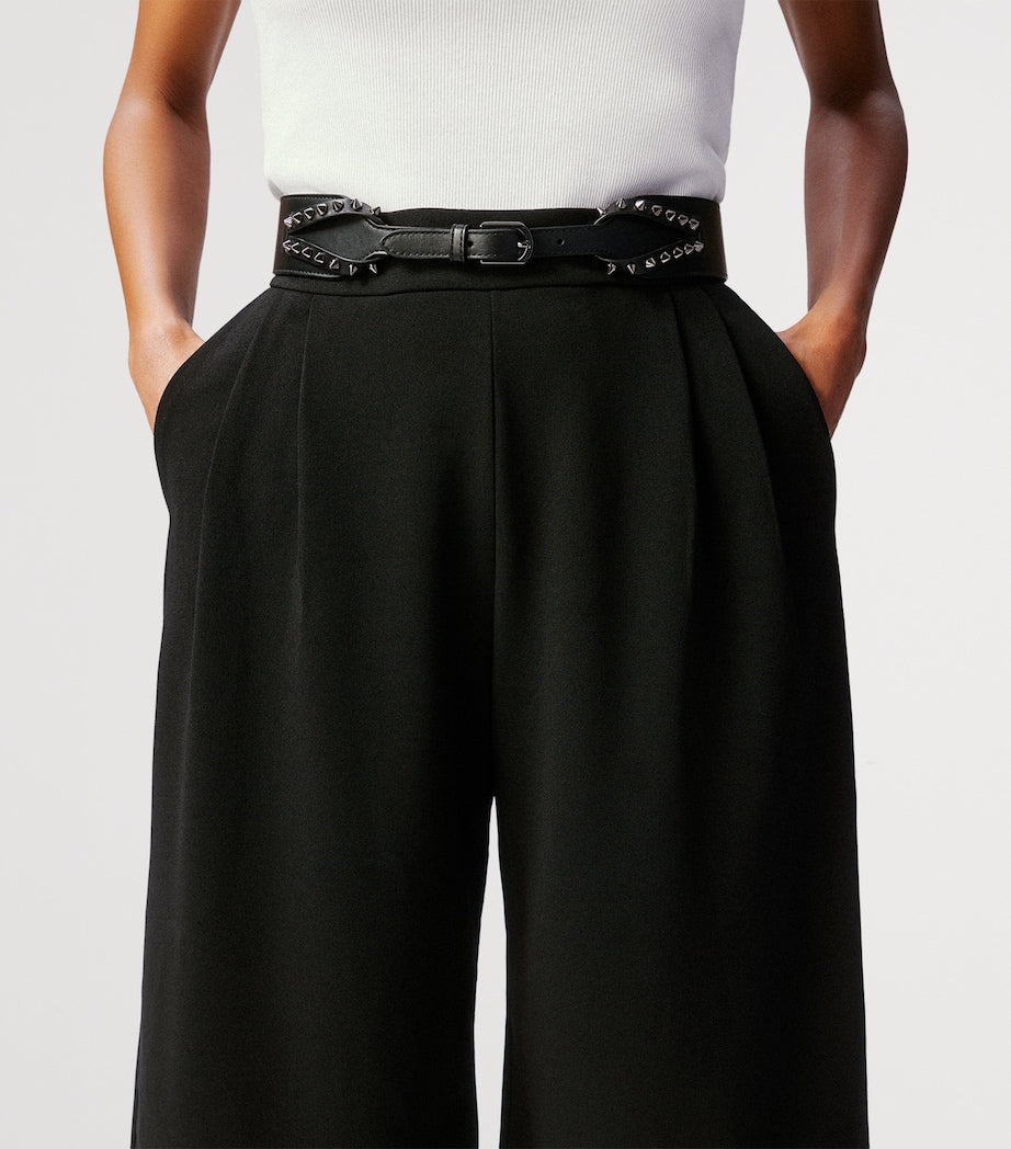 Black Cabata Embellished Leather Belt