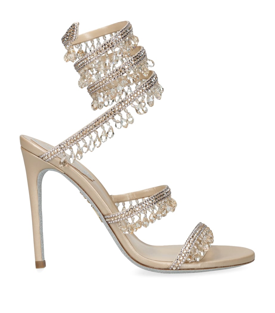 René Caovilla Beige Embellished Chandelier Sandals 105
