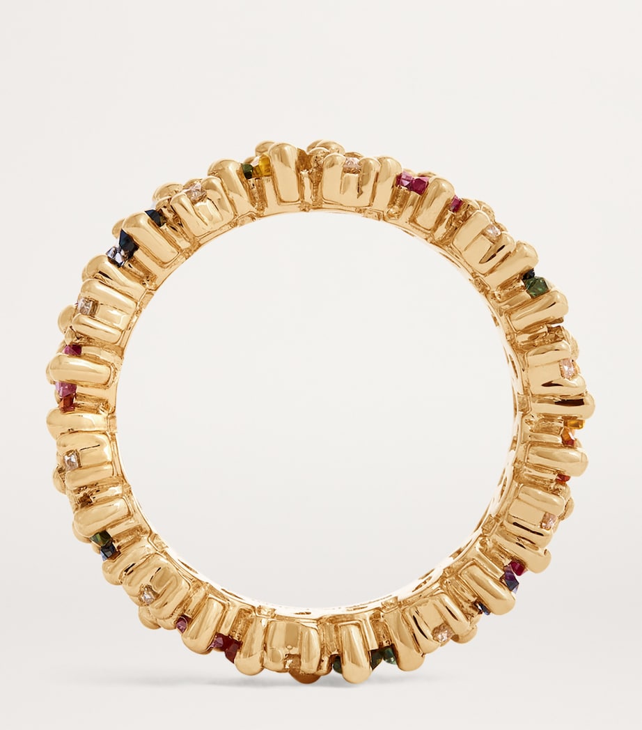 Suzanne Kalan Yellow Gold, Diamond and Sapphire Shimmer Audrey Ring