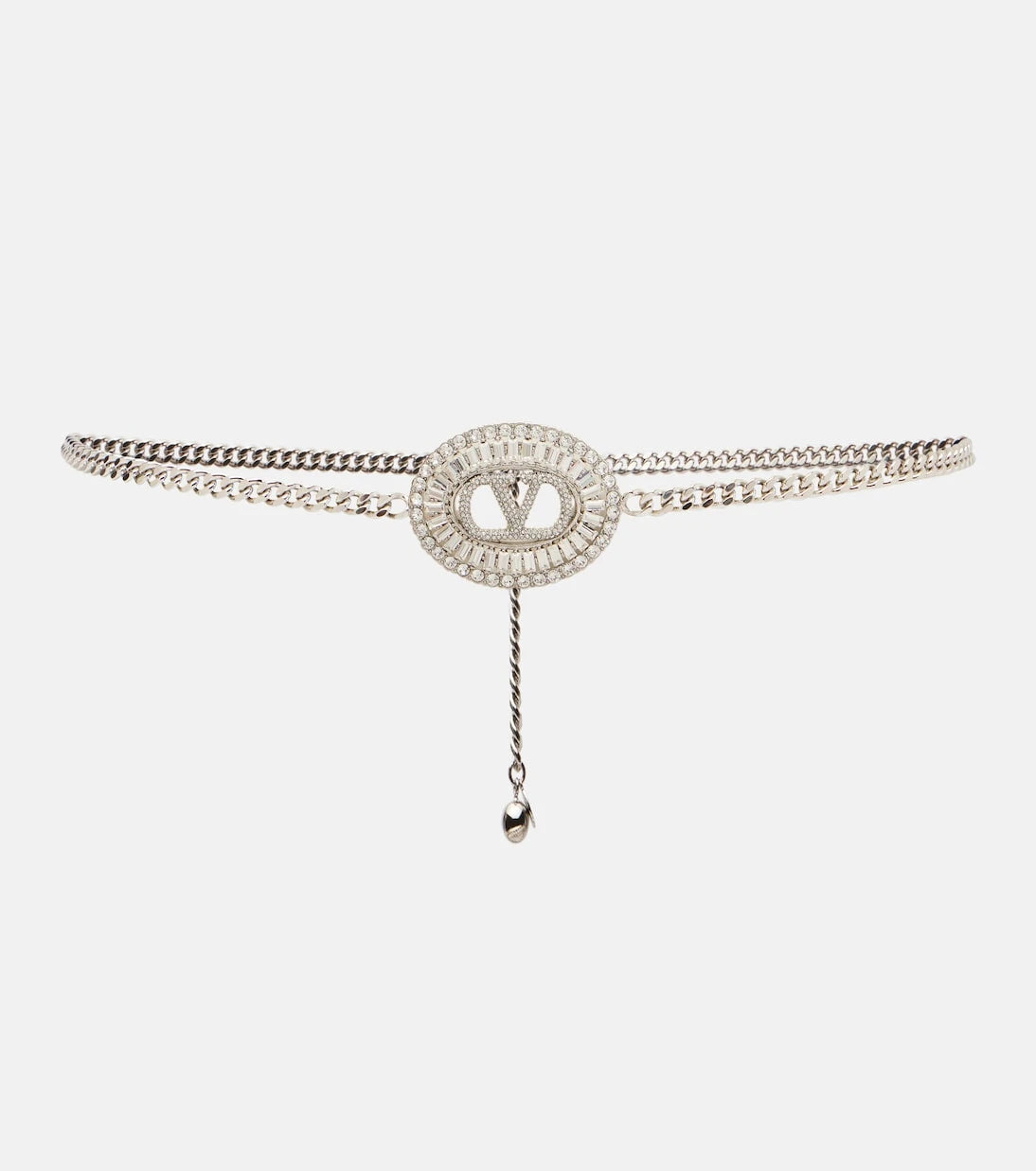 Valentino - VLogo crystal-embellished chain belt