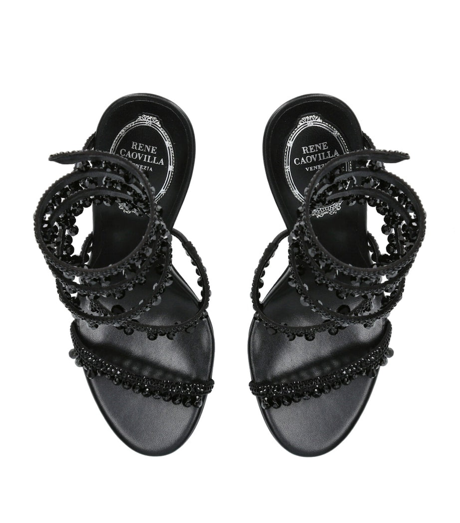 Black Satin Chandelier Sandals 105
