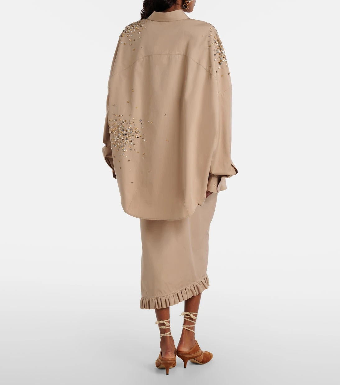 Dries Van Noten - Ruffled draped midi skirt