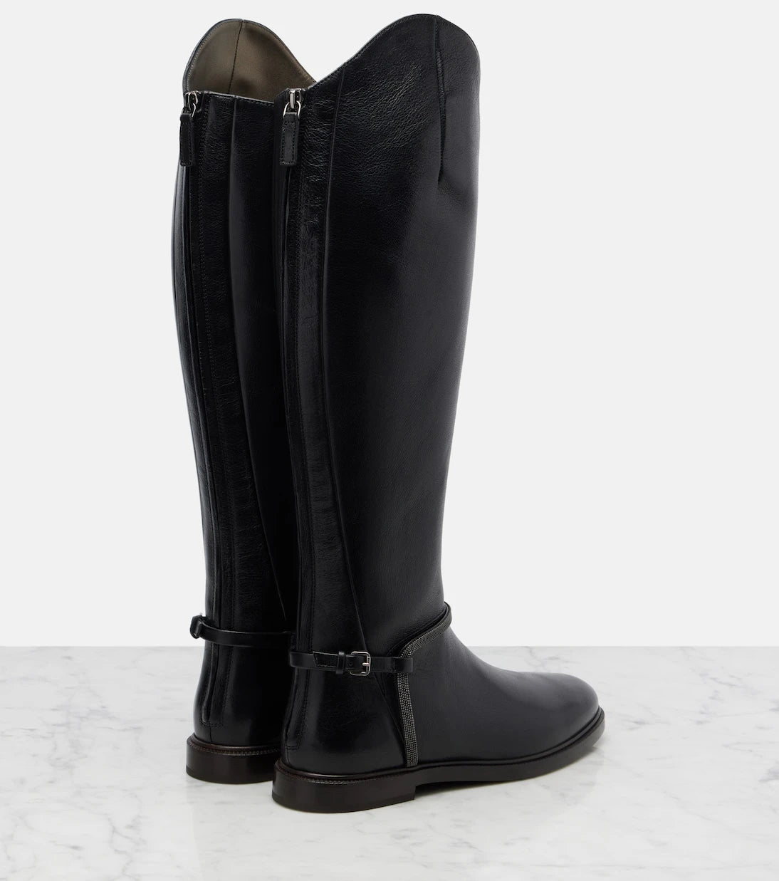 Brunello Cucinelli - Monili leather knee-high boots