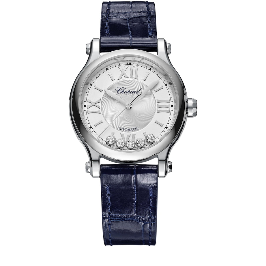 Stainless Steel and Diamond Happy Sport Automatic Watch 33mm