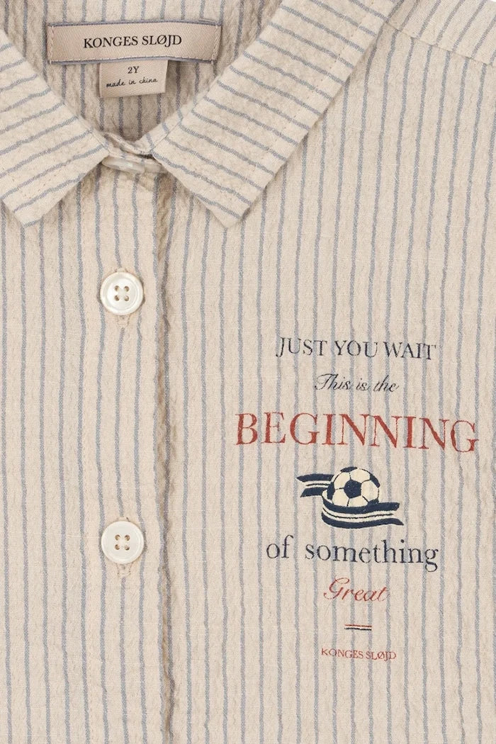 Konges Sløjd pamuk ve elastan çocuk gömleği ELLIOT SS SHIRT GOTS