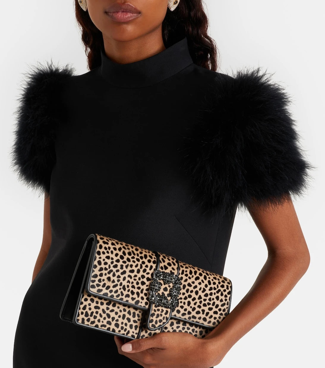 Manolo Blahnik - Capri embellished calf hair clutch