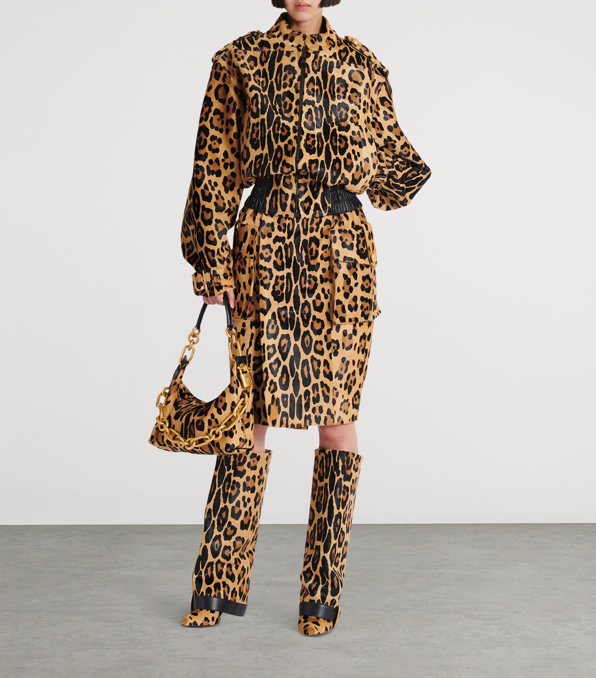 Brown Medium Leopard Sync Shoulder Bag