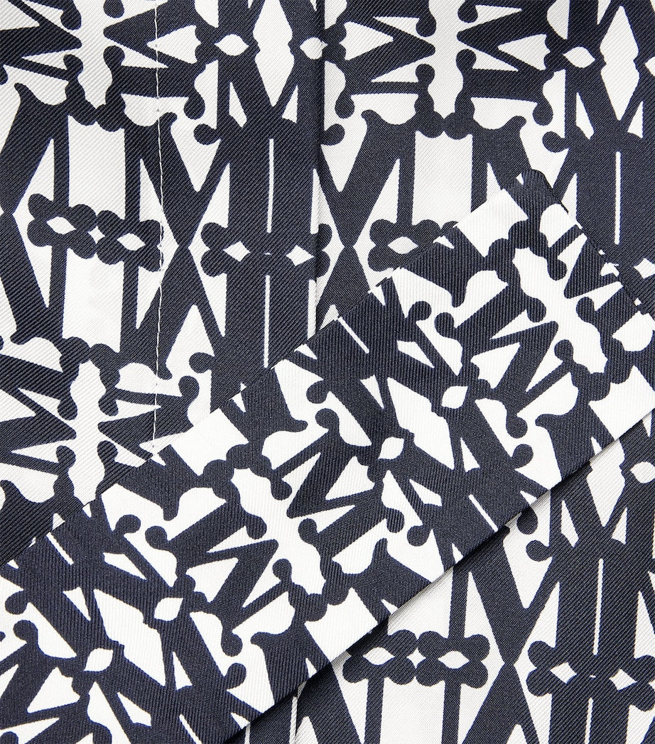 Blue Silk Monogram Midi Shirt Dress