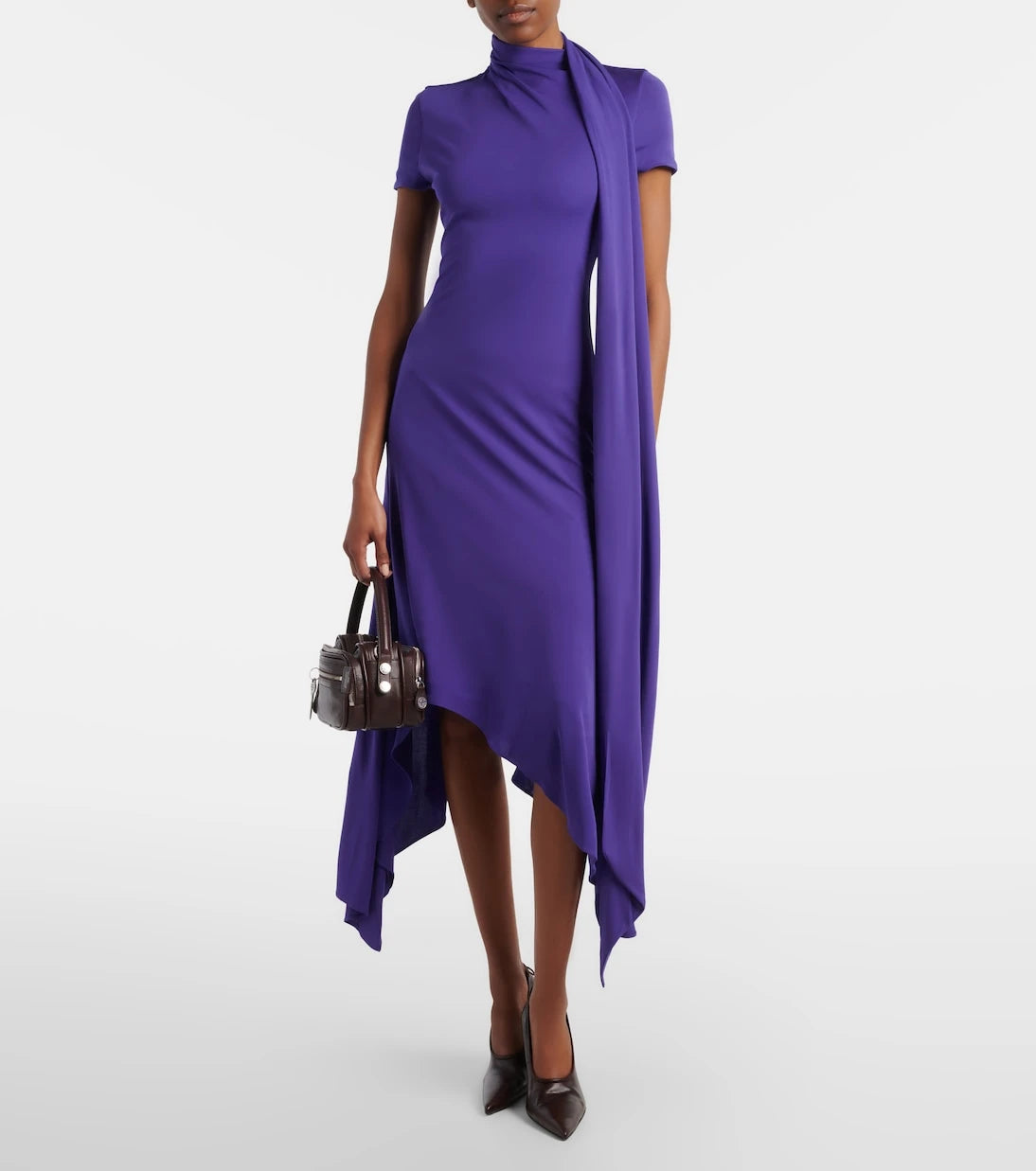 Acne Studios - Asymmetric scarf-detail jersey midi dress