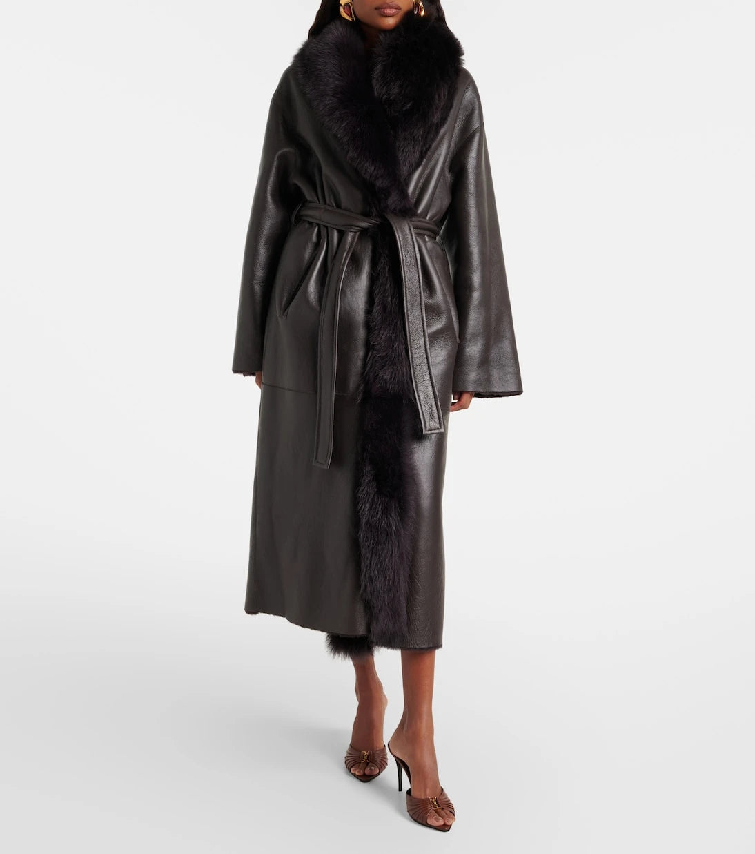Nour Hammour - Isadora reversible shearling wrap coat