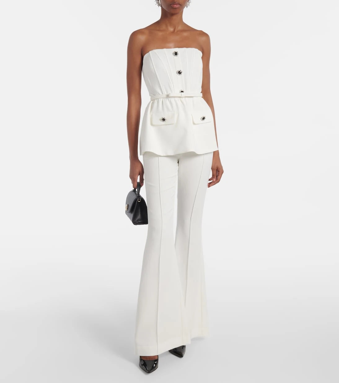 Self-Portrait - Strapless crêpe jumpsuit