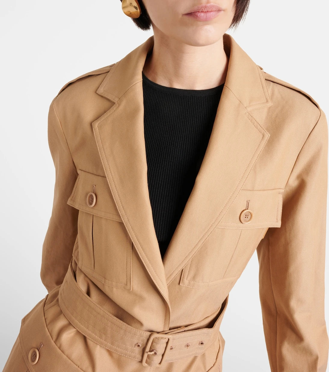 Max Mara - جاكيت باكو قماشي قطني بحزام