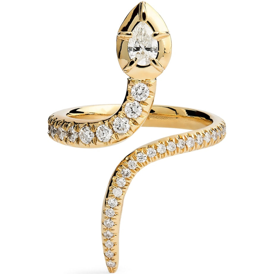Yellow Gold and Diamond Sophia Snake Ring