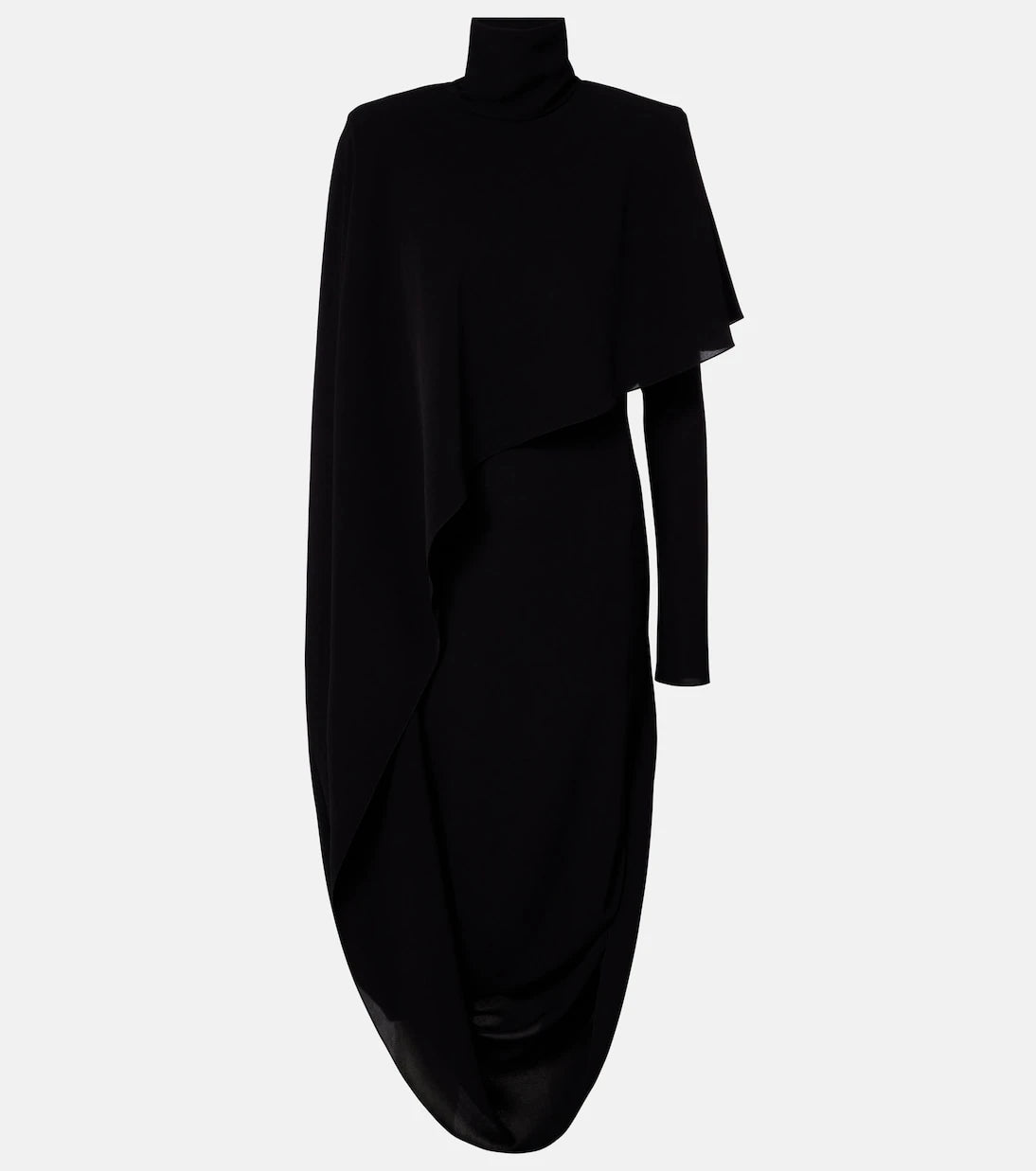 Mugler - فستان ميدي كريب بقصة غير متماثلة ومزين بكاب