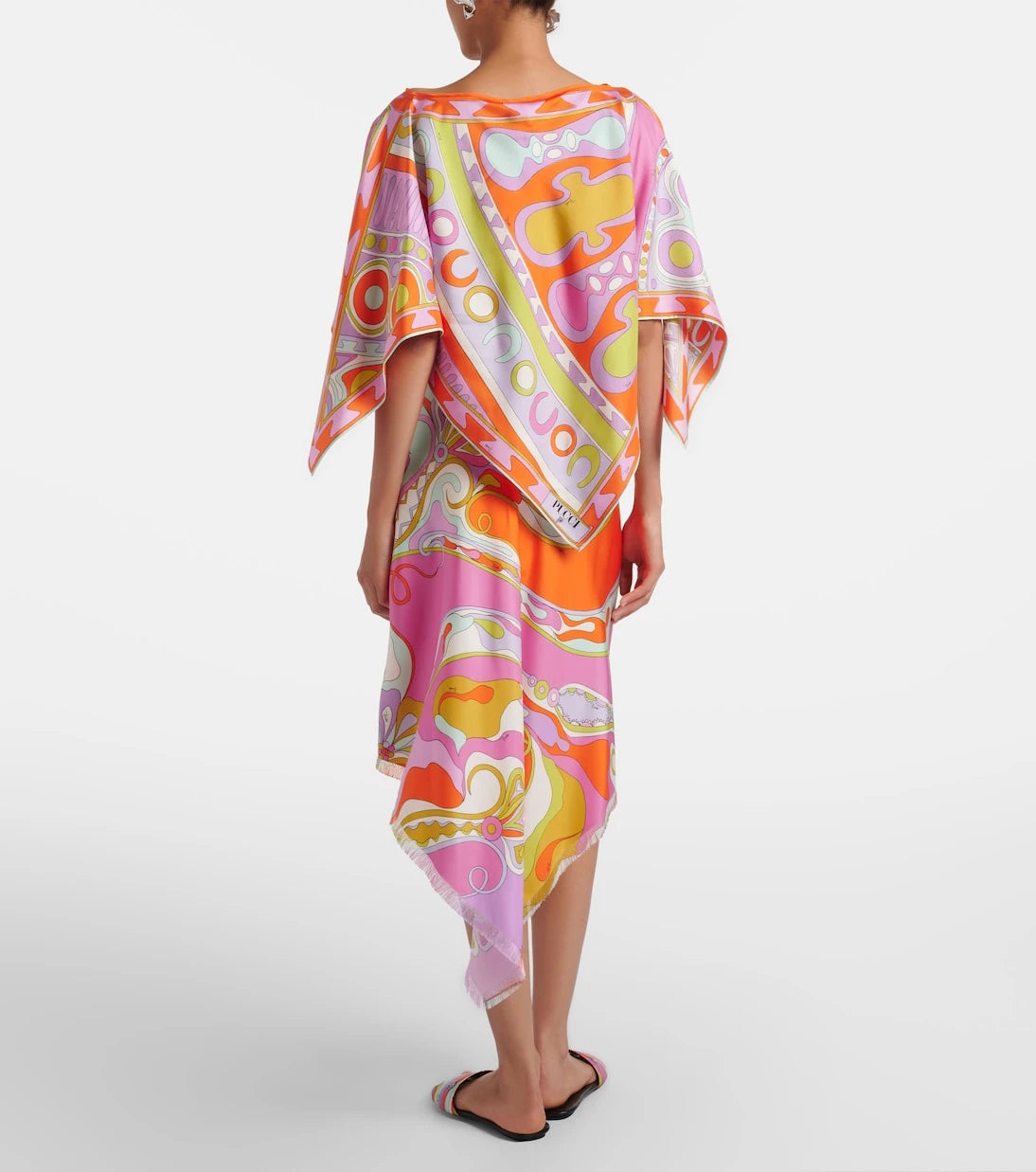 Pucci - Orchidee silk twill midi skirt