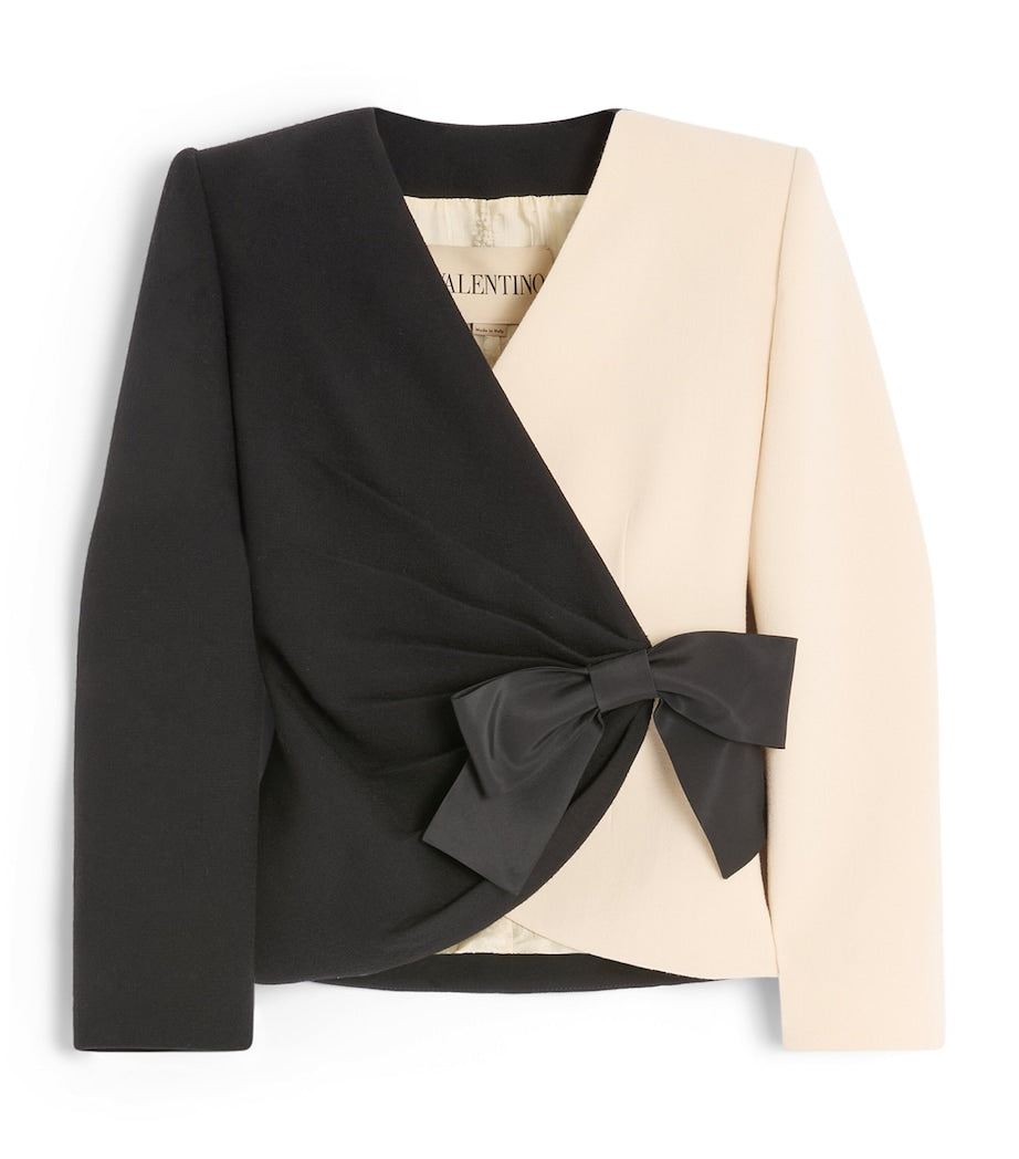 Valentino Black Virgin Wool Bow Blazer