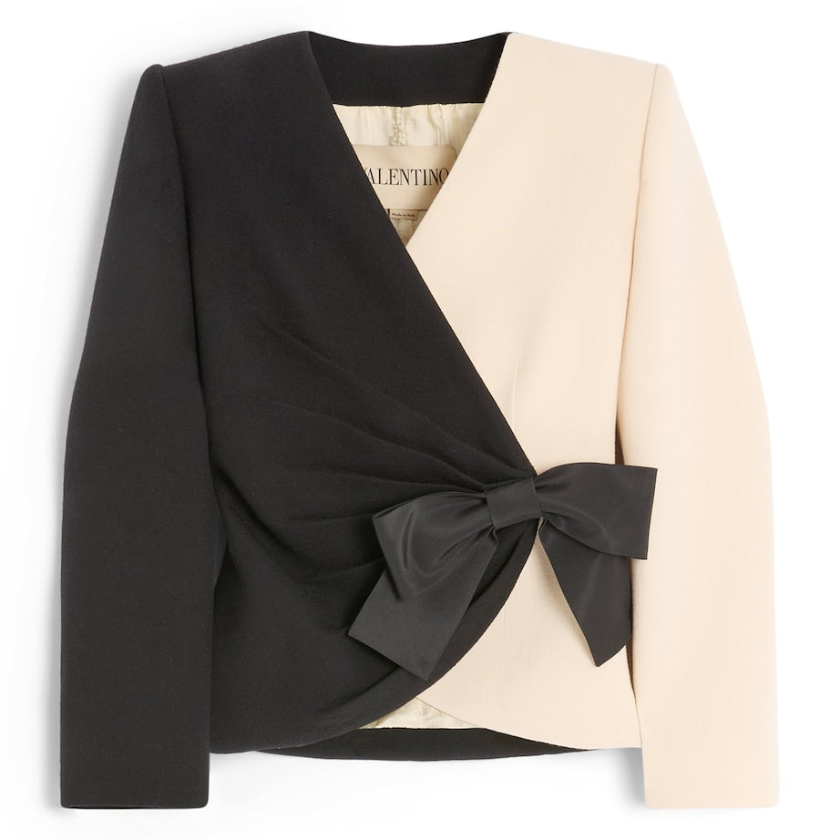 Valentino Black Virgin Wool Bow Blazer