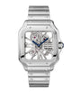 Large Steel Santos de Cartier Skeleton Watch 39.8mm