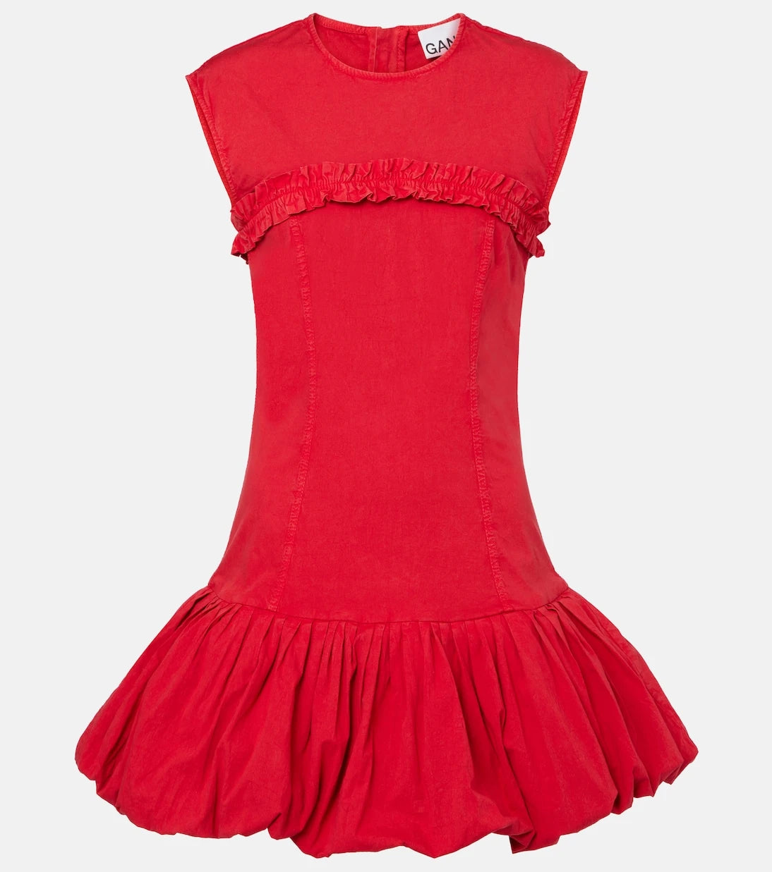 Ganni - Ruffled cotton-blend minidress