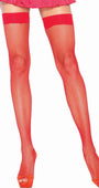 Red Fishnet Thigh High Stockings & Thick Banded Thigh