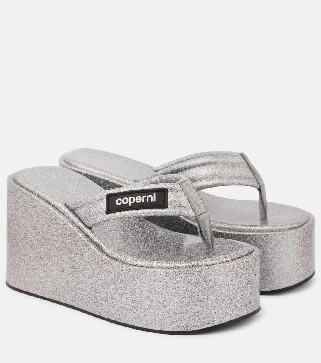Coperni - Glitter wedge thong sandals