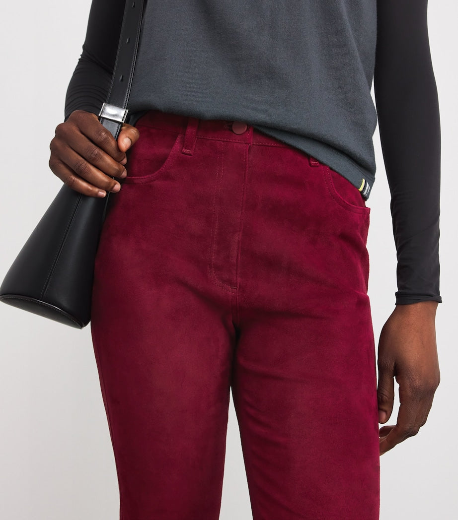 Red Suede Duke Stretch Slim Trousers