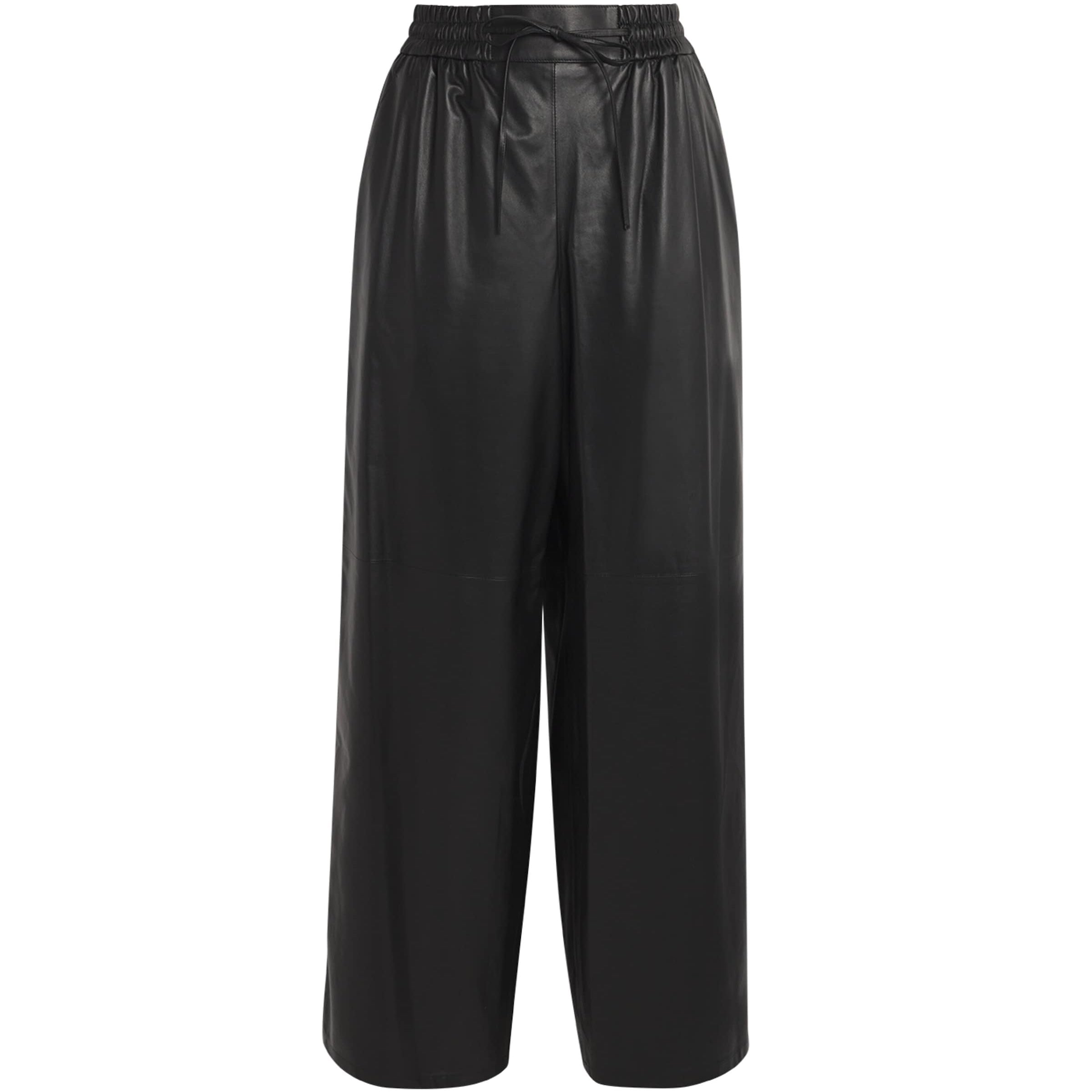 Yves Salomon Black Lambskin Wide-Leg Trousers