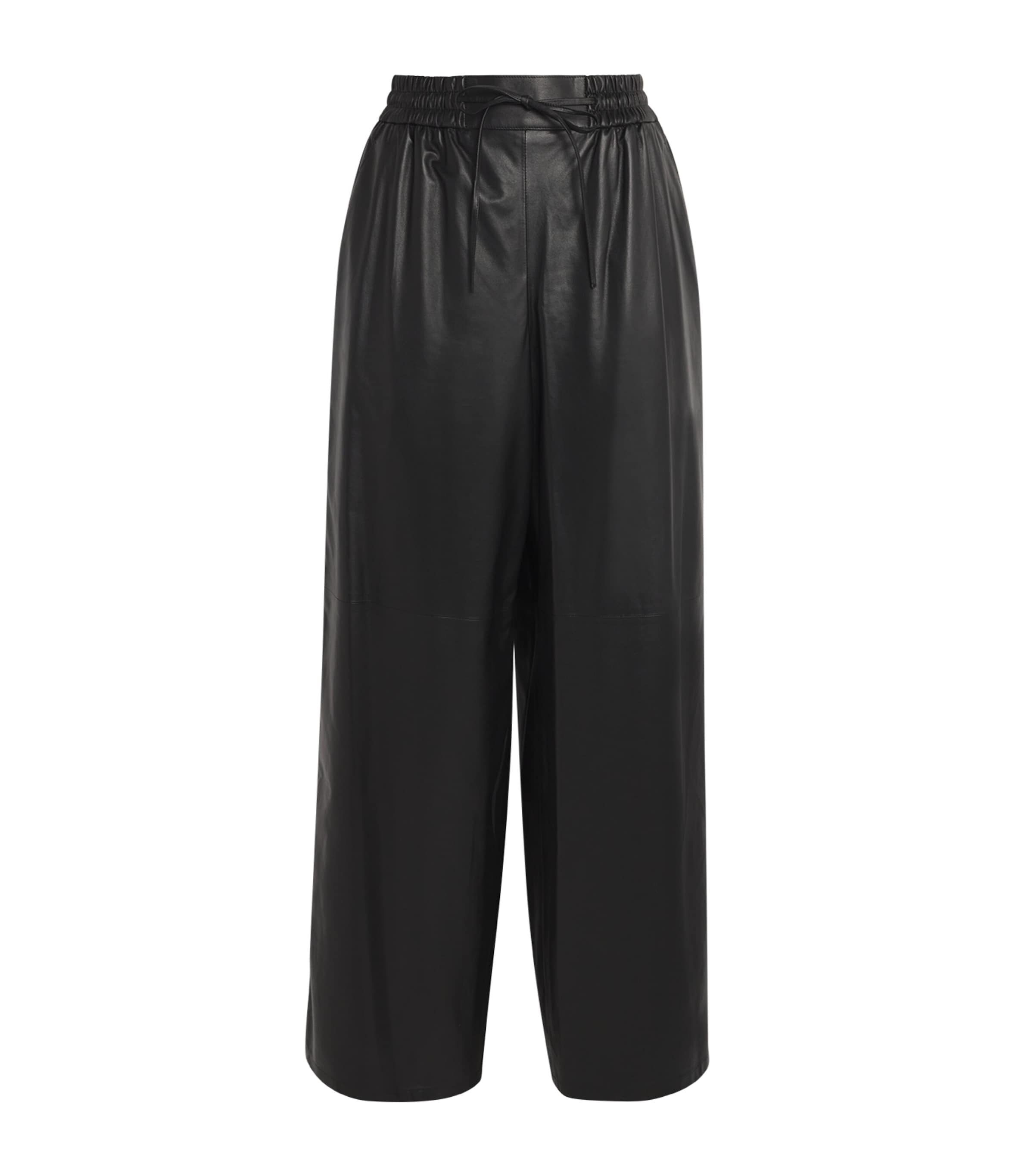 Yves Salomon Black Lambskin Wide-Leg Trousers