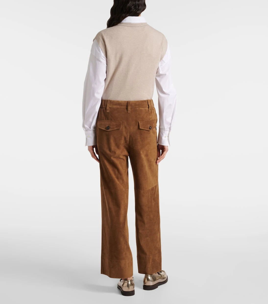 Brunello Cucinelli - Mid-rise suede wide-leg pants