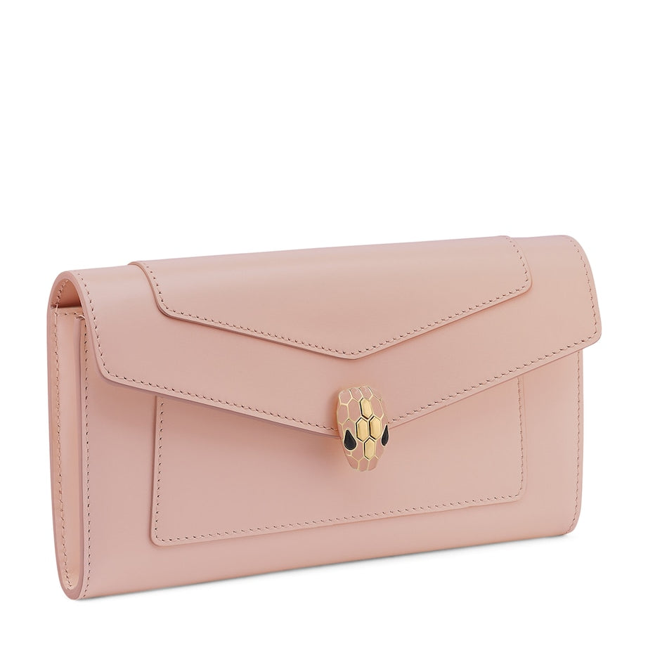 Pink Leather Serpenti Forever Long Wallet