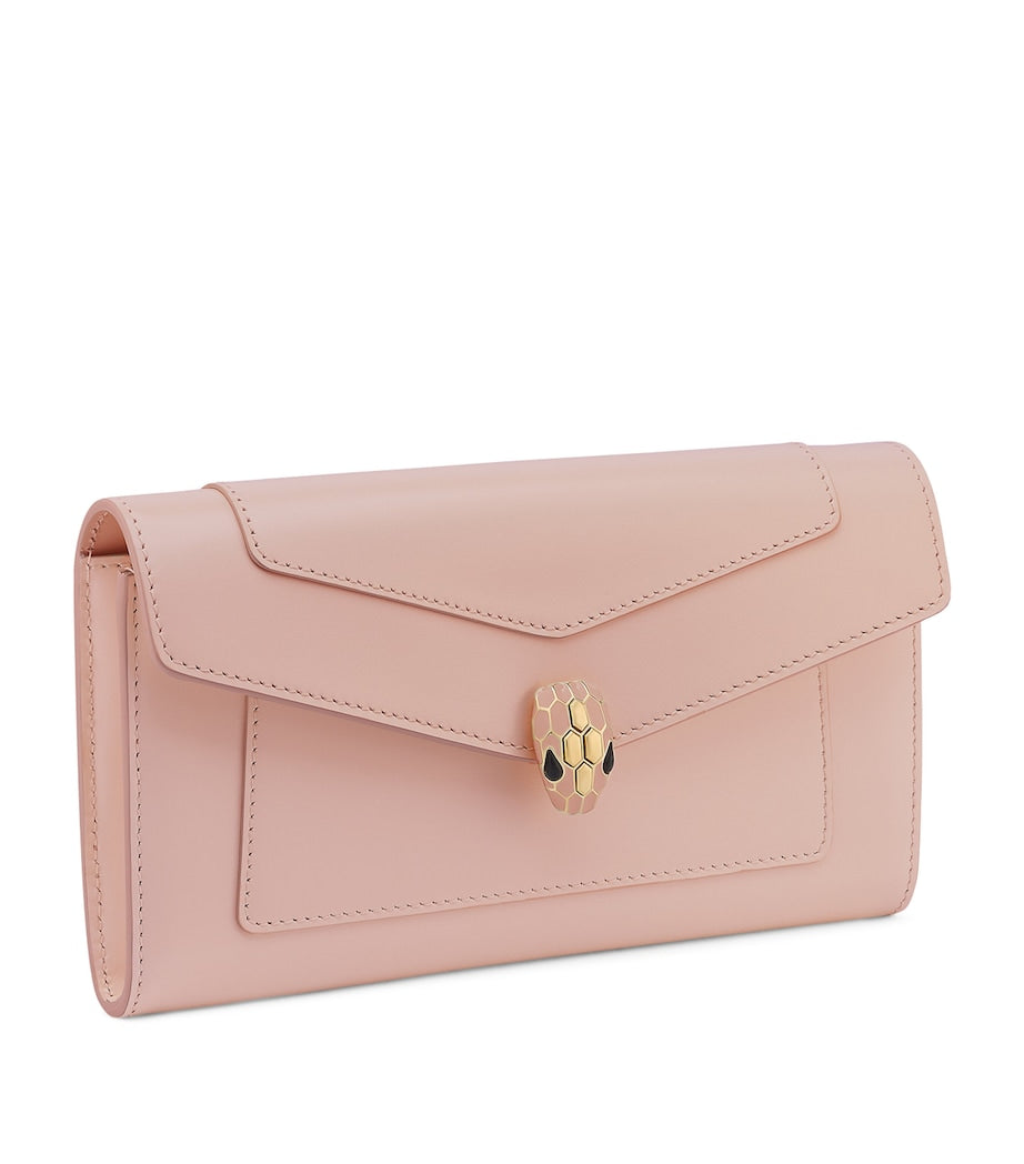 Pink Leather Serpenti Forever Long Wallet