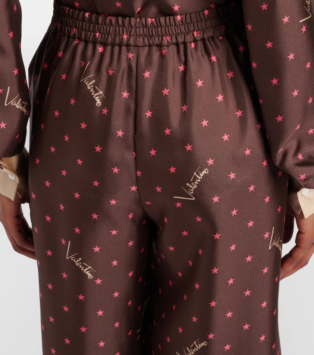 Valentino - Printed silk twill palazzo pants