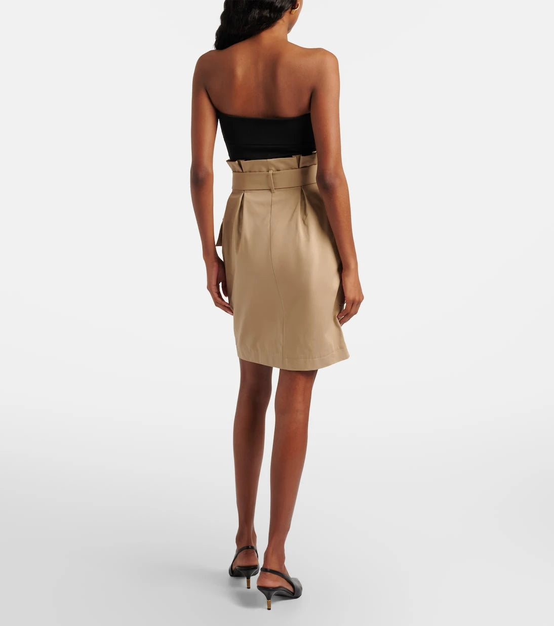 Balmain - Belted cotton gabardine miniskirt