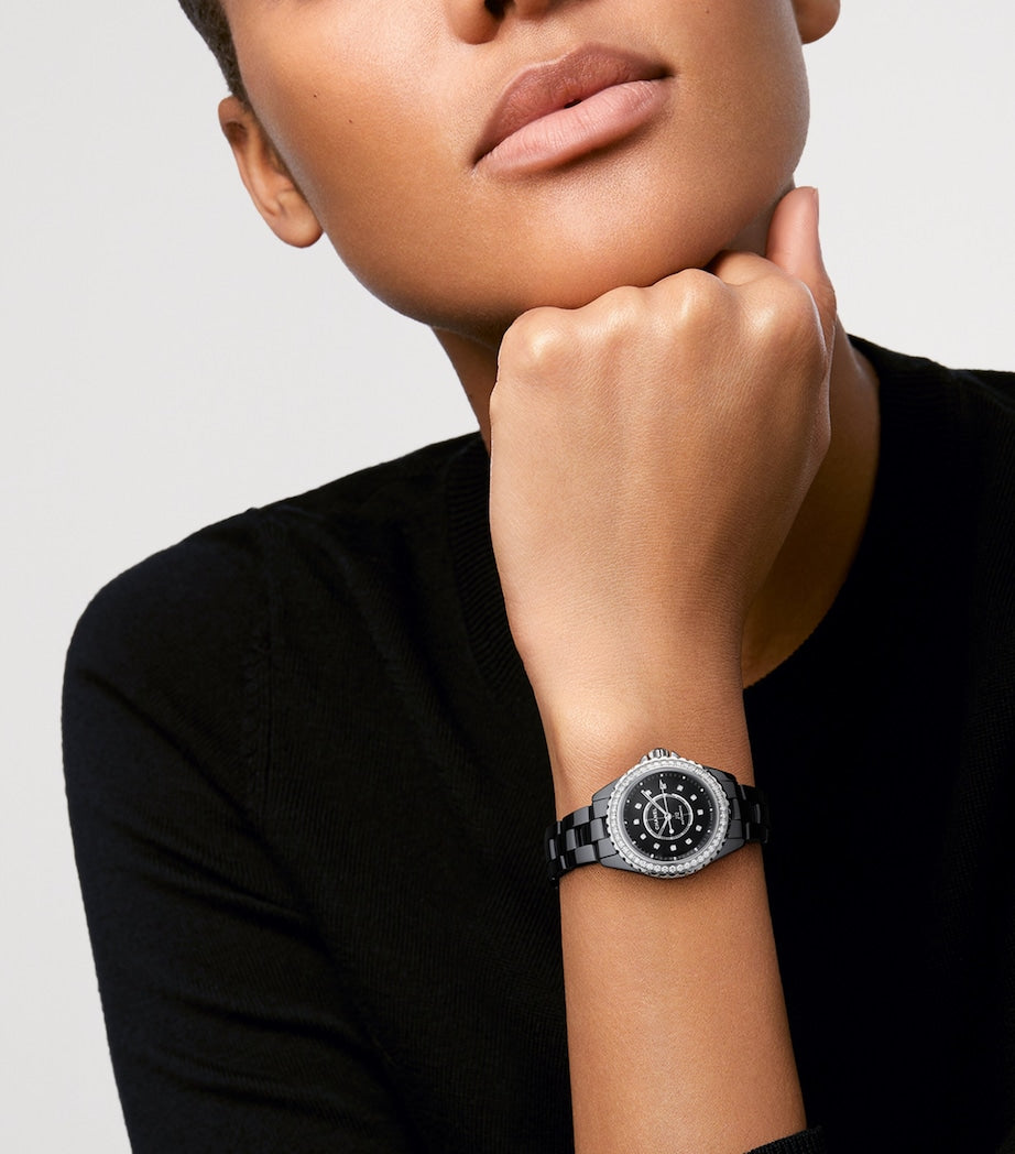 CHANEL Ceramic, Steel and Diamond J12 Calibre 12.2 Watch 33mm
