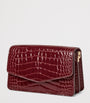 Aspinal Of London Burgundy Leather Croc-Embossed Eliza Clutch Bag