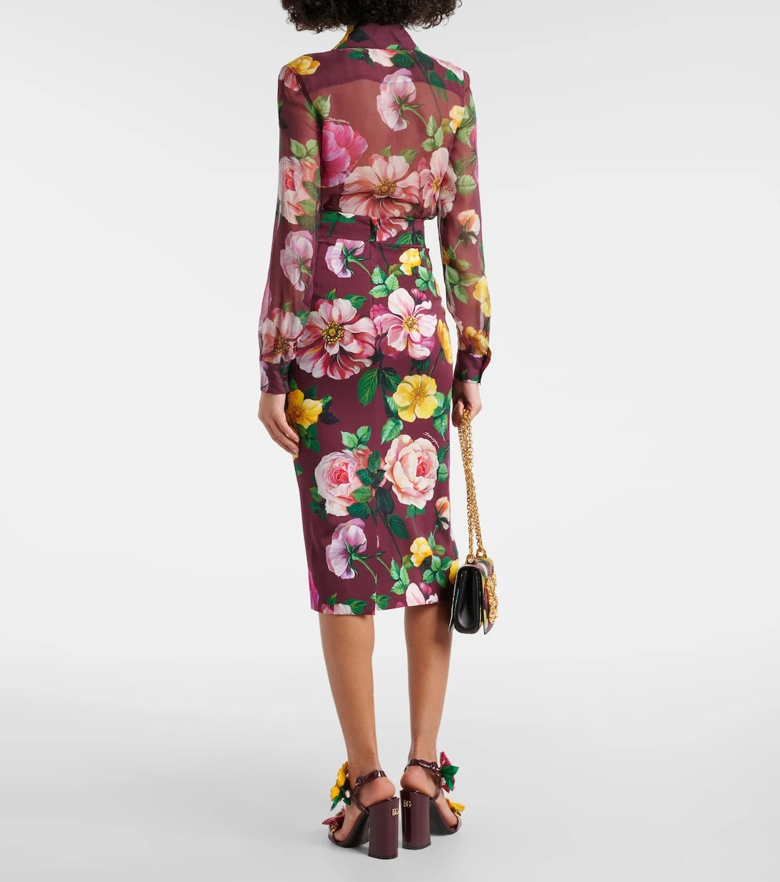 Dolce&Gabbana - Floral silk-blend charmeuse midi skirt