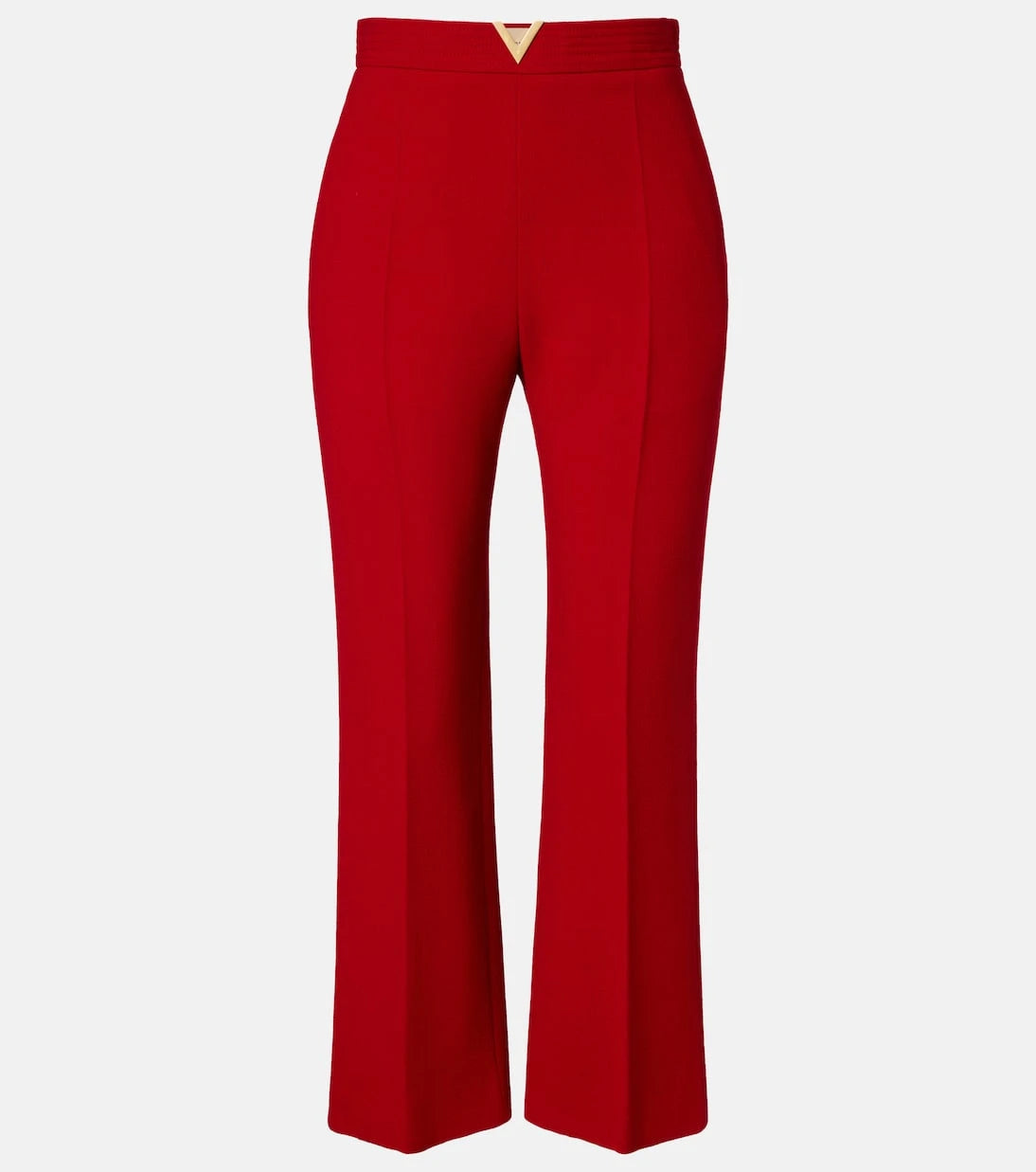 Valentino - VLogo cropped virgin wool crêpe straight pants