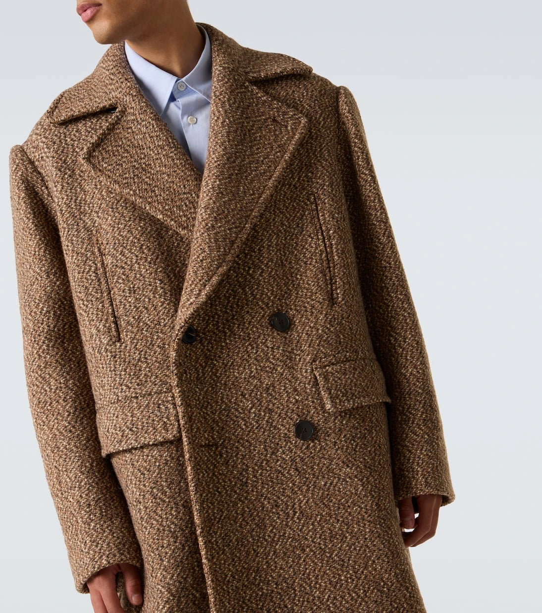 Dries Van Noten - Kruvaze yün karışımı palto