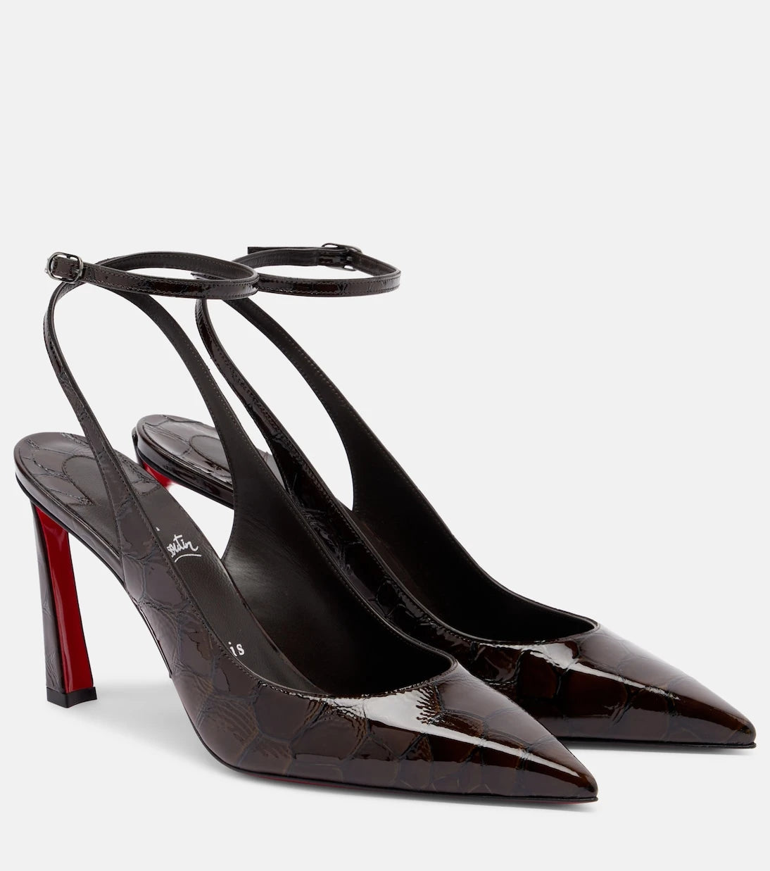 Christian Louboutin - حذاء كوندورا 85 بكعب عالٍ ومفتوح من الخلف بنقشة جلد التمساح