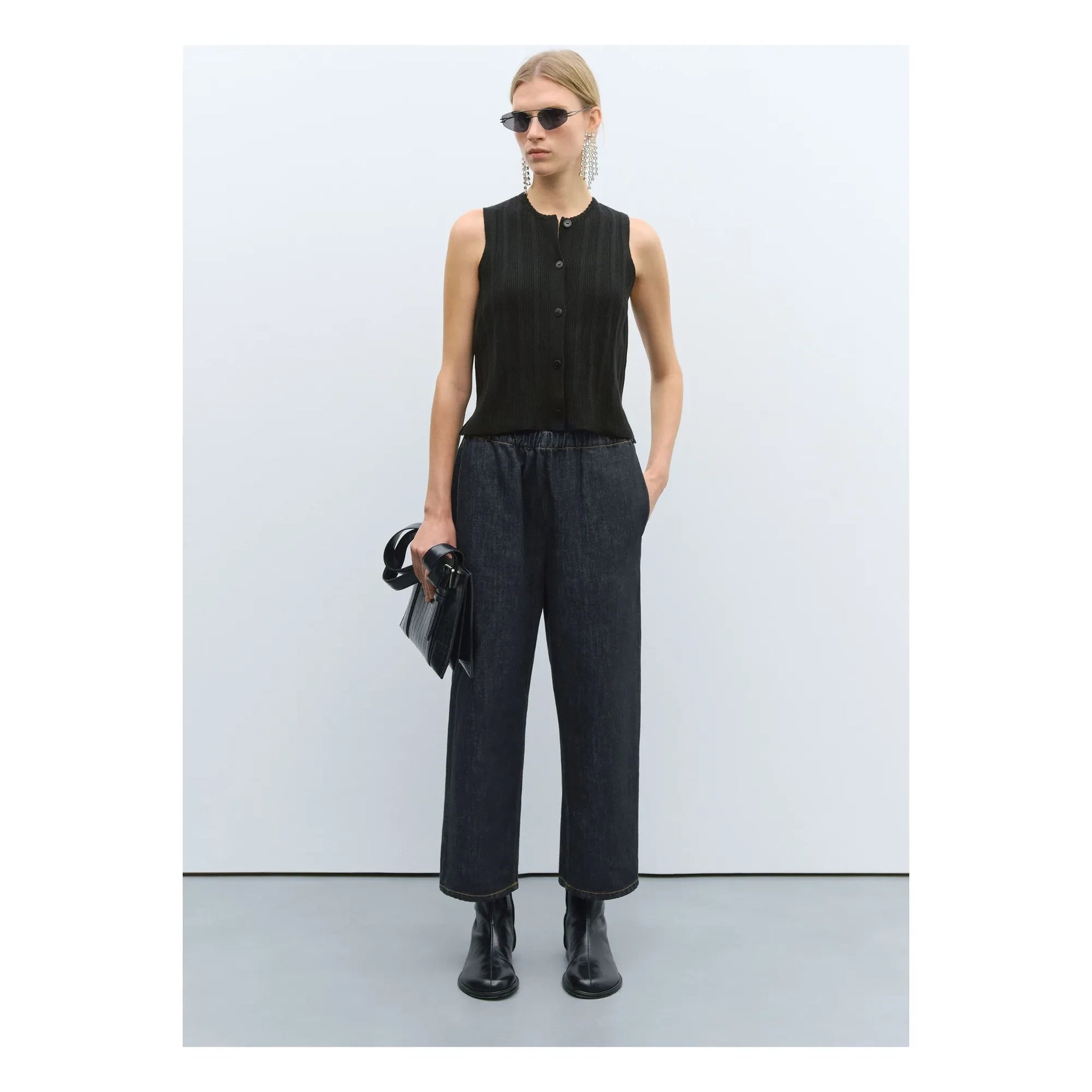 Cordera - Relaxed Elasticated Jeans Organic Cotton | Black