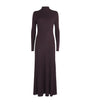 Eleventy Burgundy Wool-Silk Rib-Knit Maxi Dress