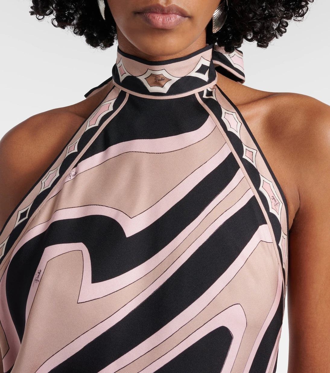 Pucci - Labirinto halterneck silk twill midi dress