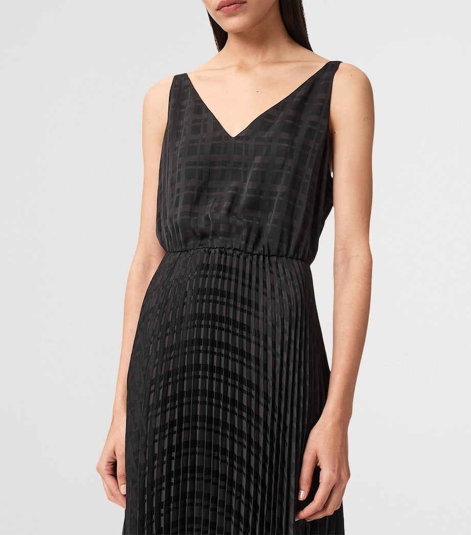 AllSaints Black Pleated Sinead Sweater Dress