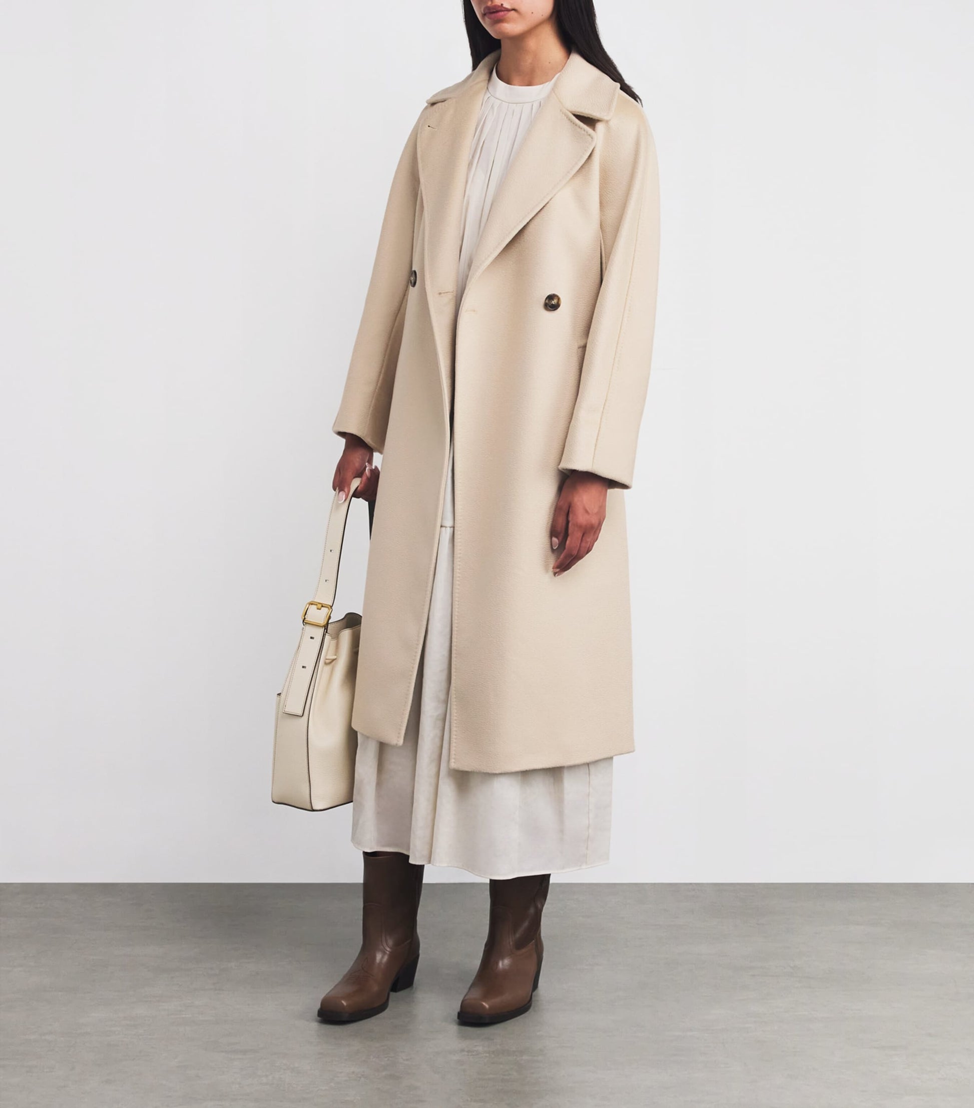 Weekend Max Mara White Virgin Wool Belted Coat