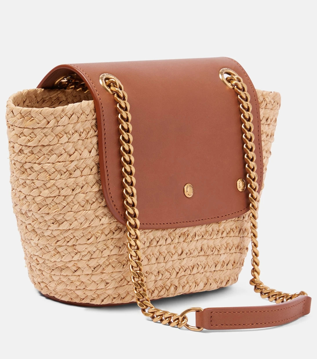 Saint Laurent - Manon Mini raffia and leather shoulder bag
