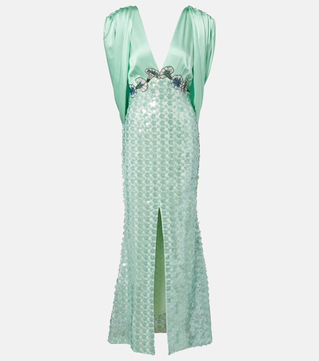 Là Fuori - Sequined caped open-back gown