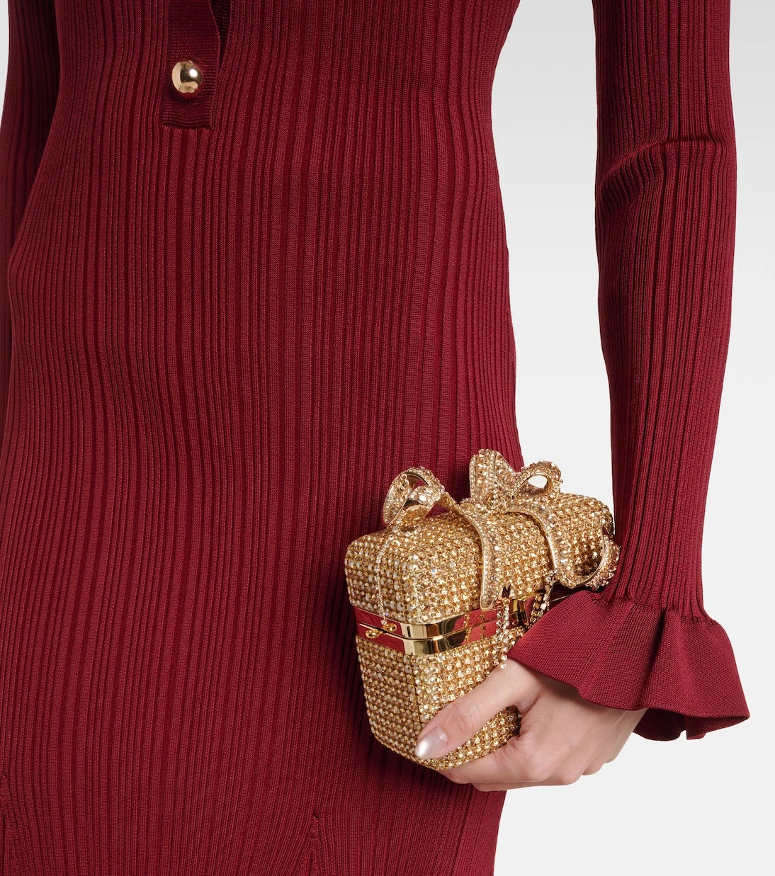 Self-Portrait - Ribbed-knit midi dress