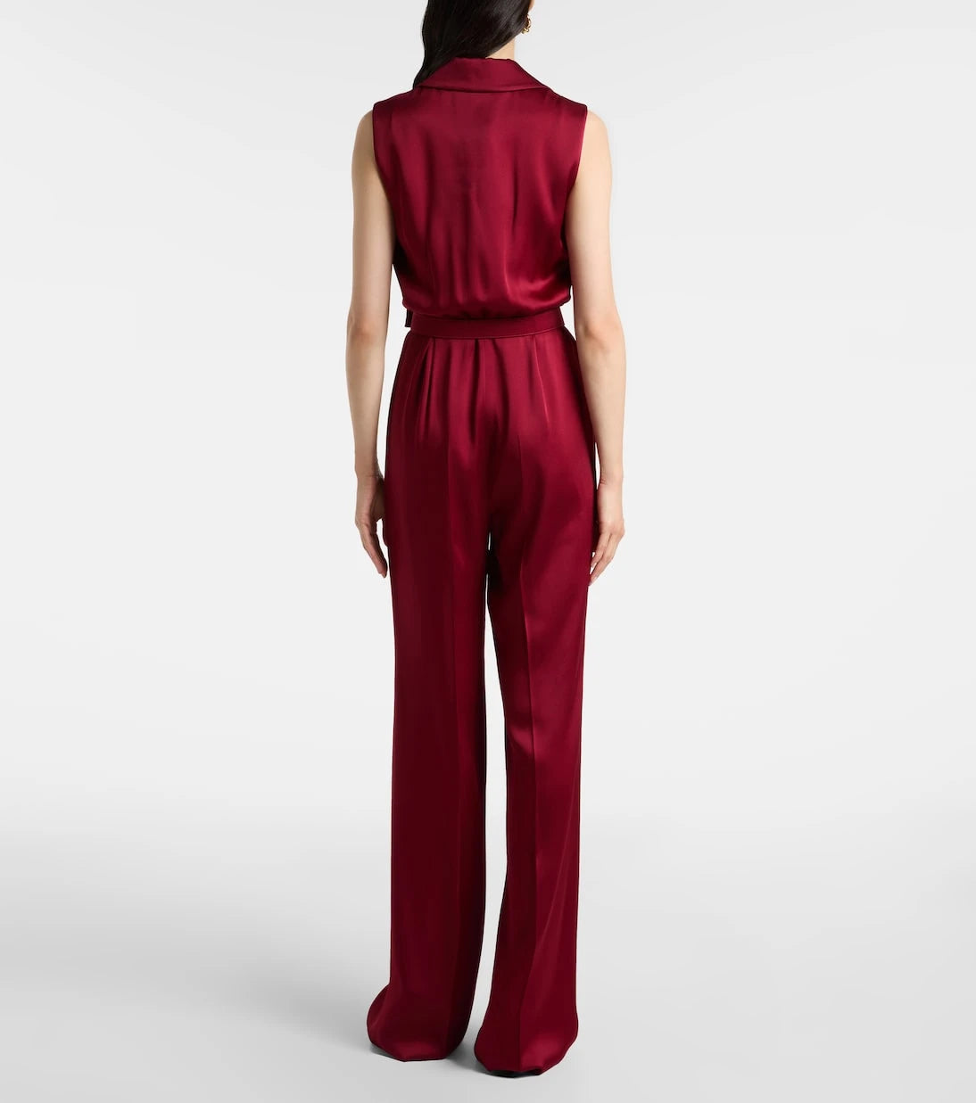 Max Mara - Scalata velvet-trimmed satin jumpsuit
