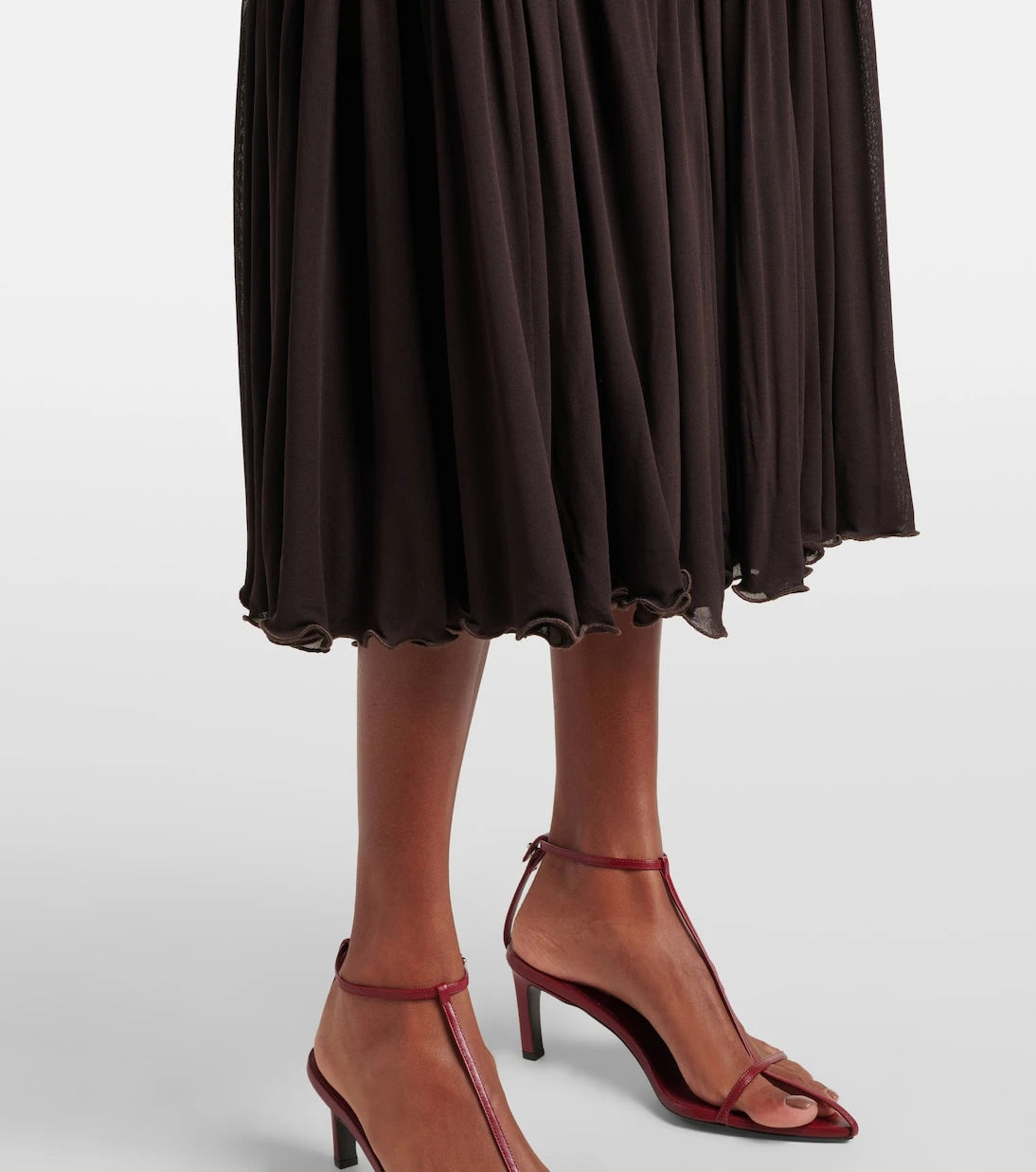 Jil Sander - Pileli krep şifon midi etek